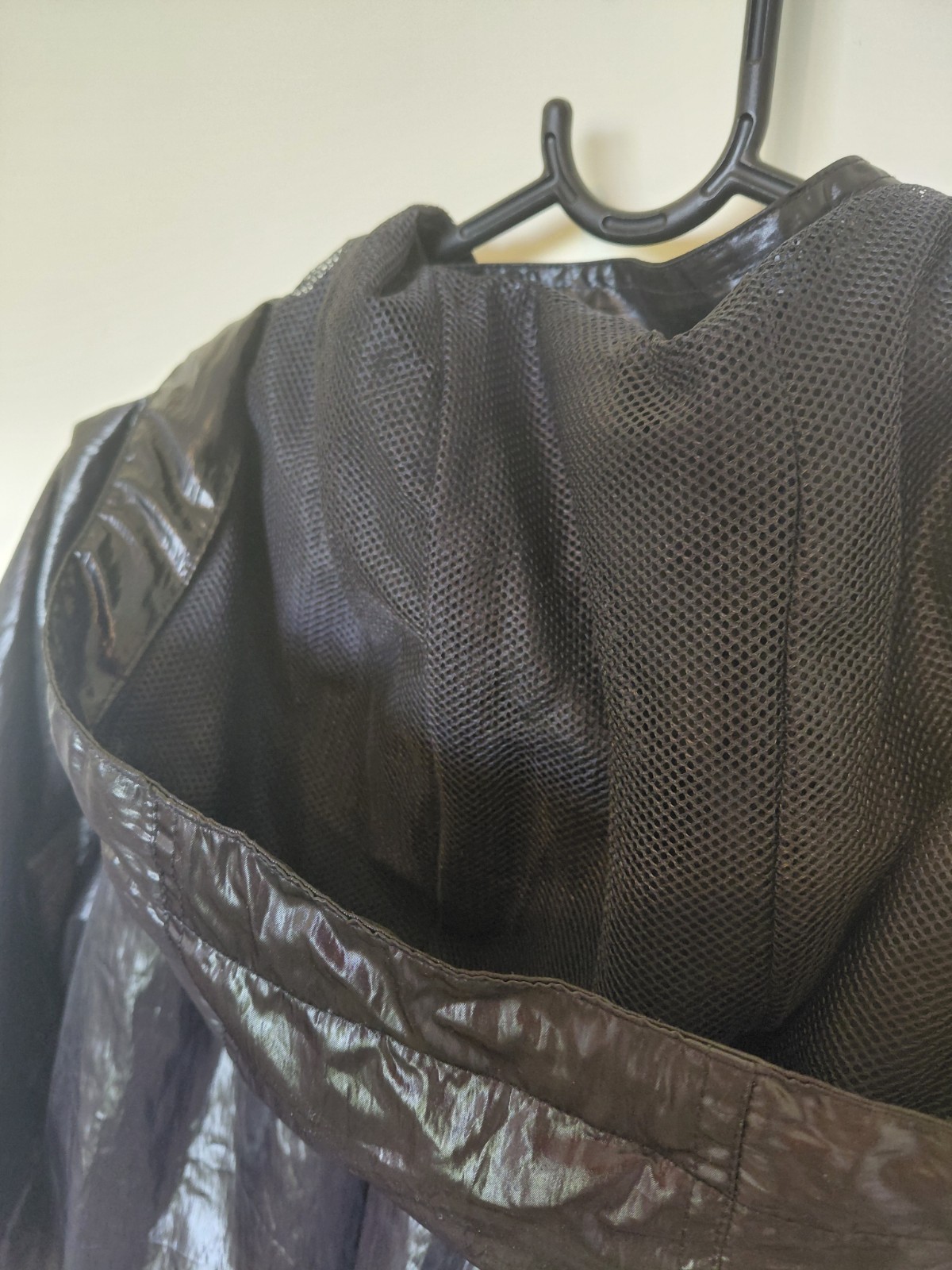 VTG Rosso Di Sera Italy Wet Look Shiny Black Jacket Hooded Y2K Cropped Balloon