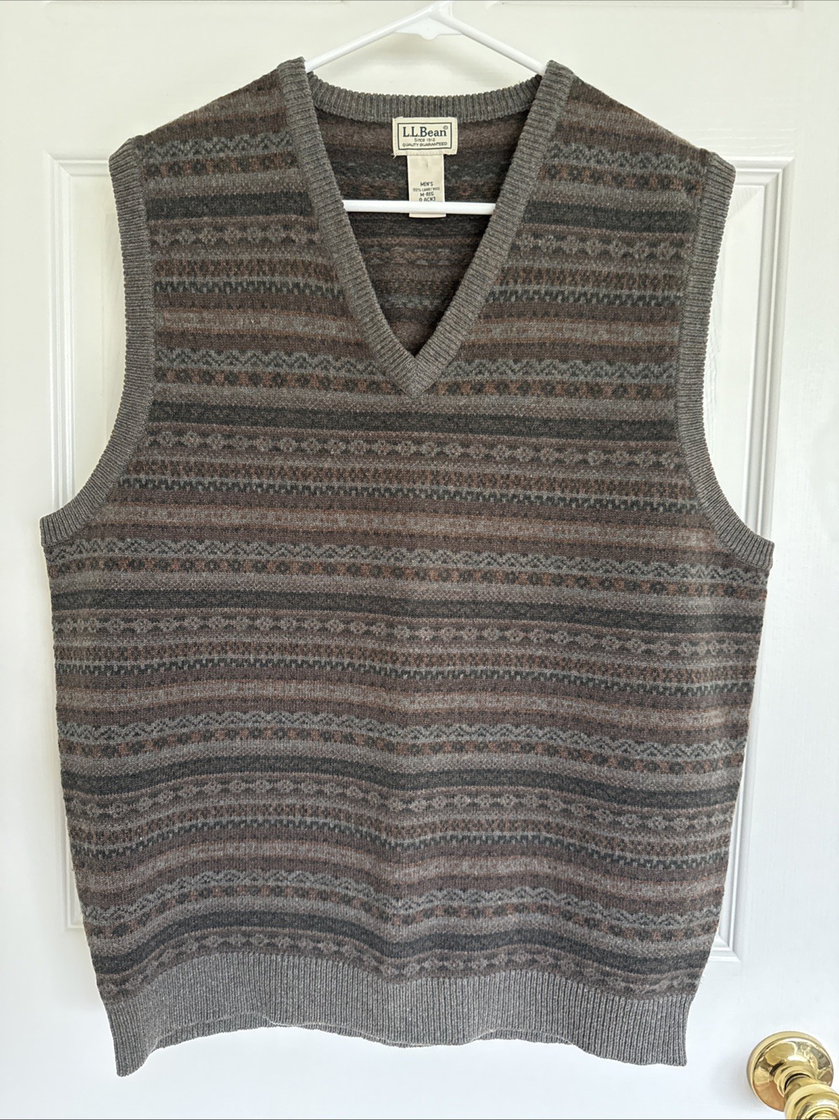 Vintage L.L. Bean Fair Isle Sweater Vest Men’s Large 100% Lams Wool