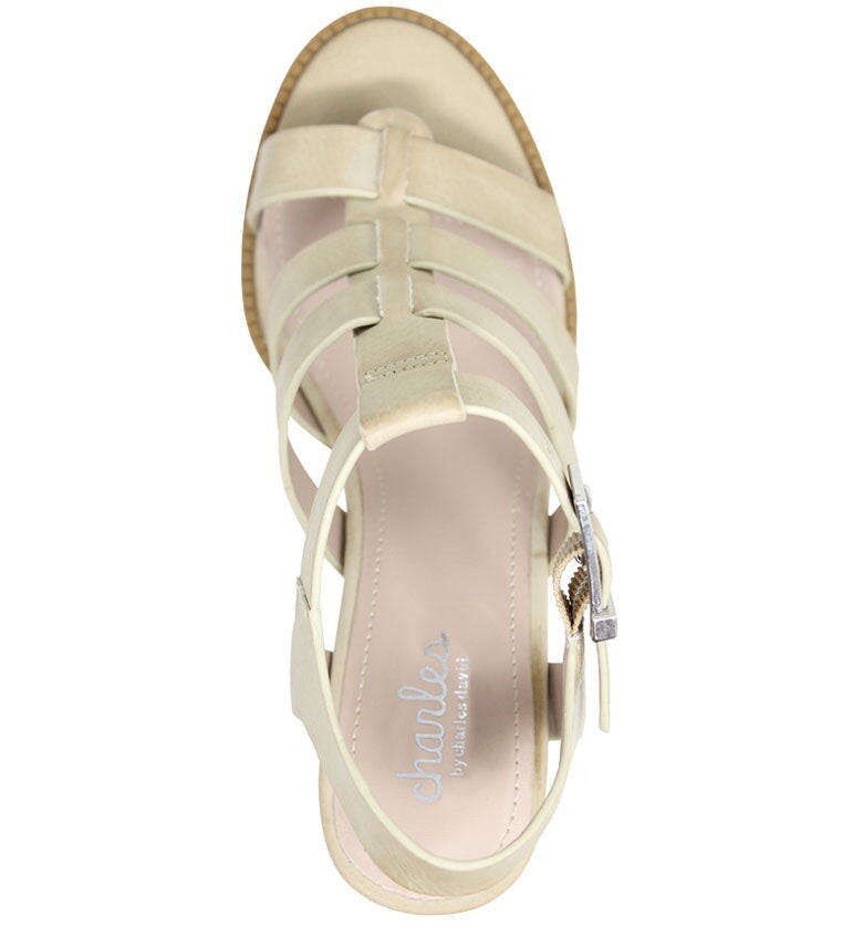 Charles By Charles David Verbal Beige Block Heel Sandals. Size 9.5 NIB!