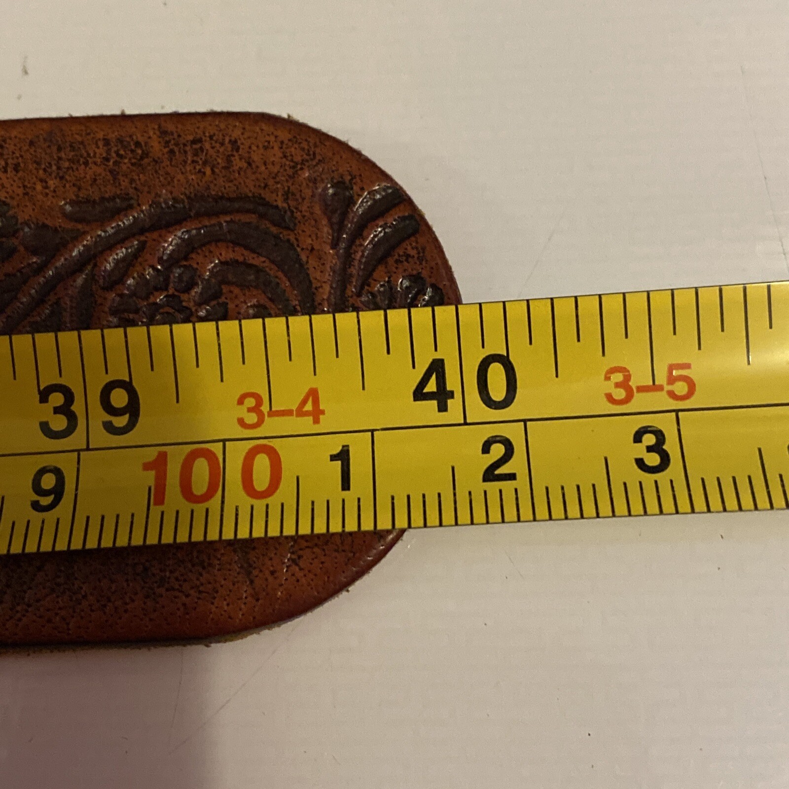 Leather Western Belt Braiding Tooling Detail ~ Brass Buckle Flowers ~40 Inches