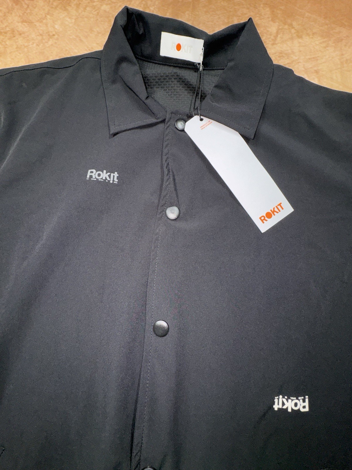 ROKIT Mens Core Lightweight Jacket with Screen Printed Logo Black Small NWT