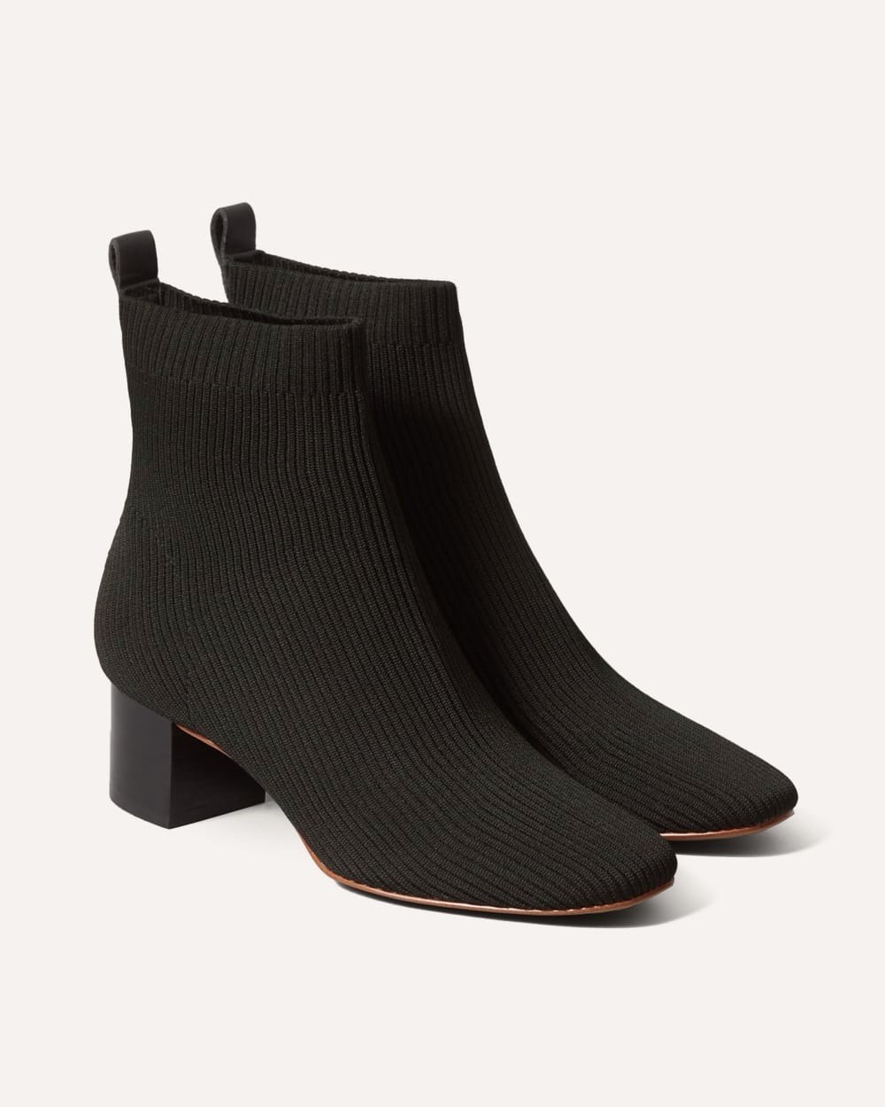 Everlane The Glove Boot Rib Knit Ankle Sock Boots Size 8 Black ReKnit Block Heel