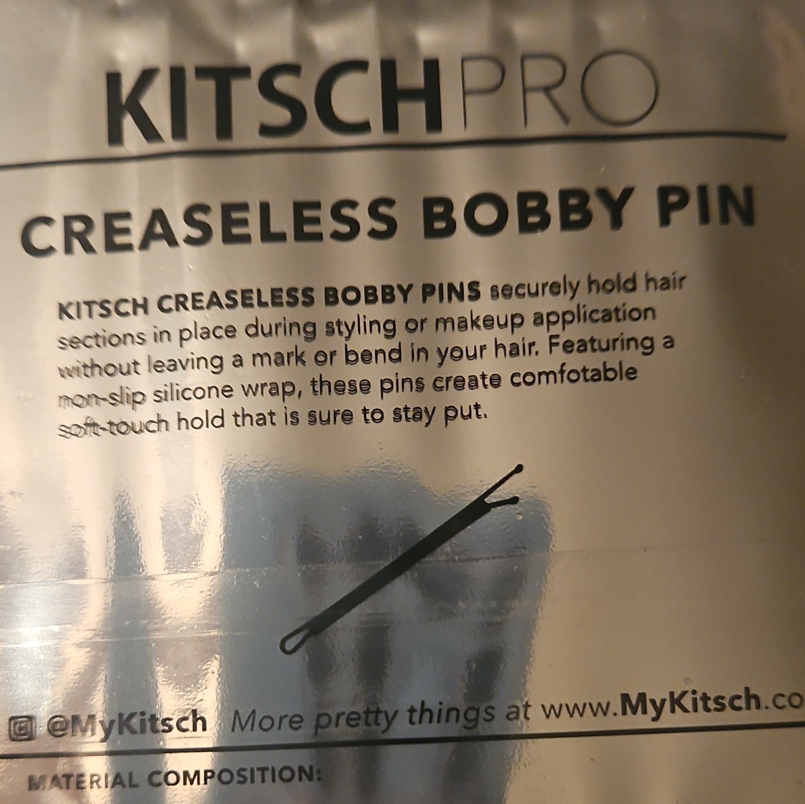 Kitsch Creaseless Non-Slip Silicone Bobby Pins Brown Straight 7 Count