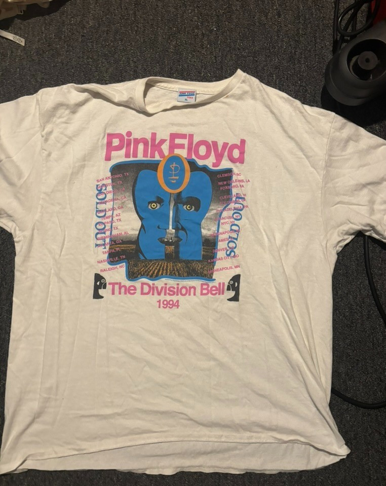 Vintage Pink Floyd The Division Bell 1994 Tour T-Shirt – Size XL – Double Sided