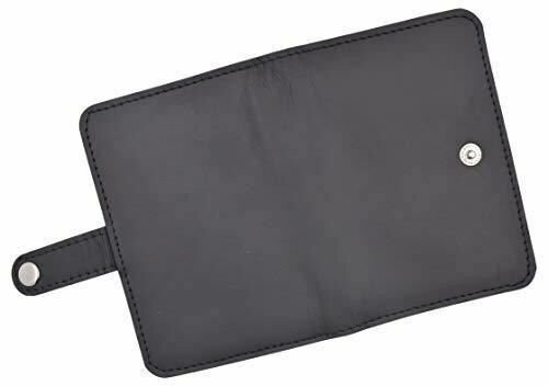 Genuine Leather Bifold Badge ID Holder with Snap Closure