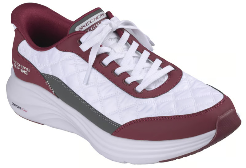 NEW MENS SKECHERS SLIP INS CONTOUR FOAM COZY FIT KIROH White Burgundy LEATHER