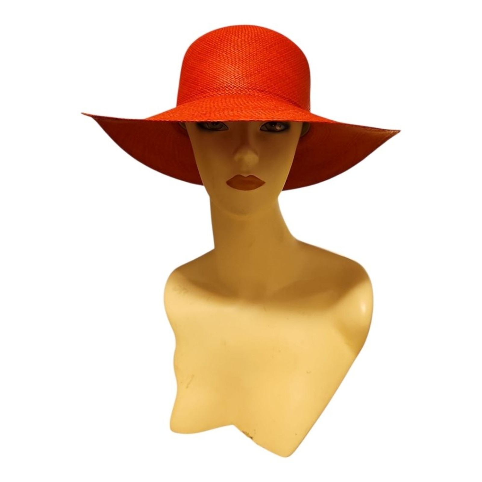 Greenpacha Panama Hat Medium Red Wide Brim 100% Toquilla Straw Handmade