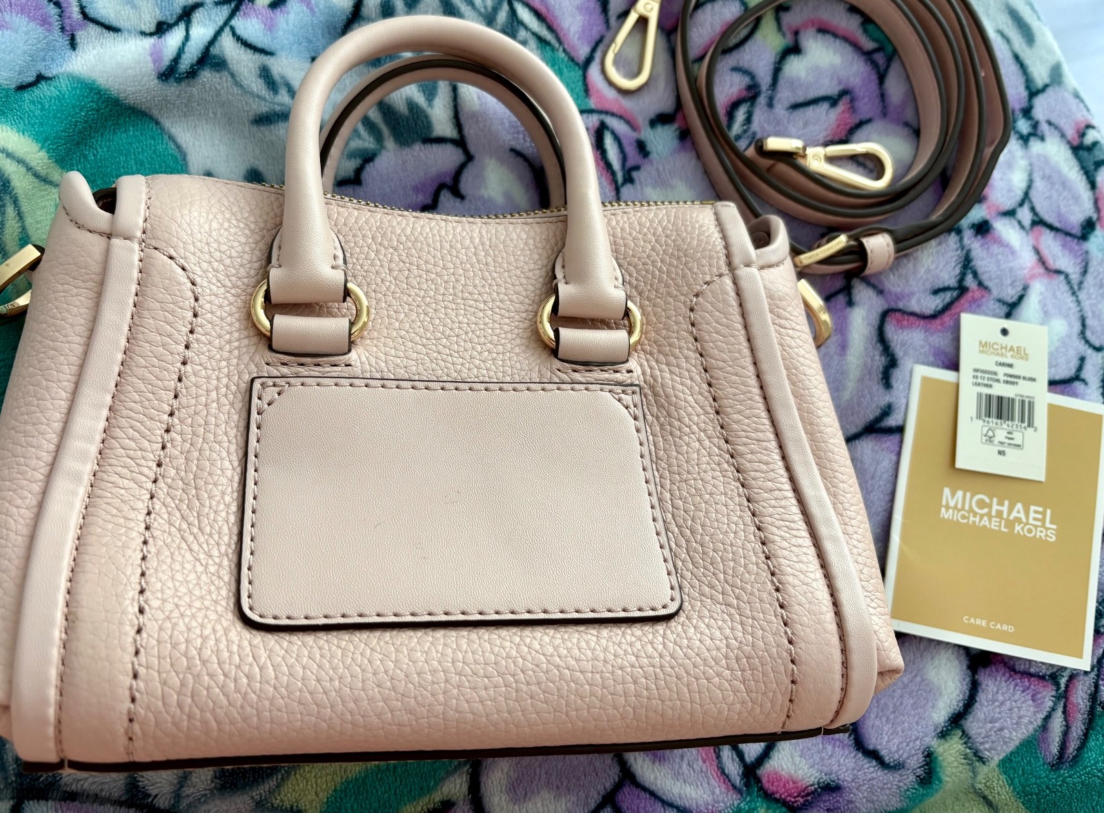 NWT Michael Kors Carine Top Zip Satchel Shoulder Mini Crossbody Bag Powder Blush