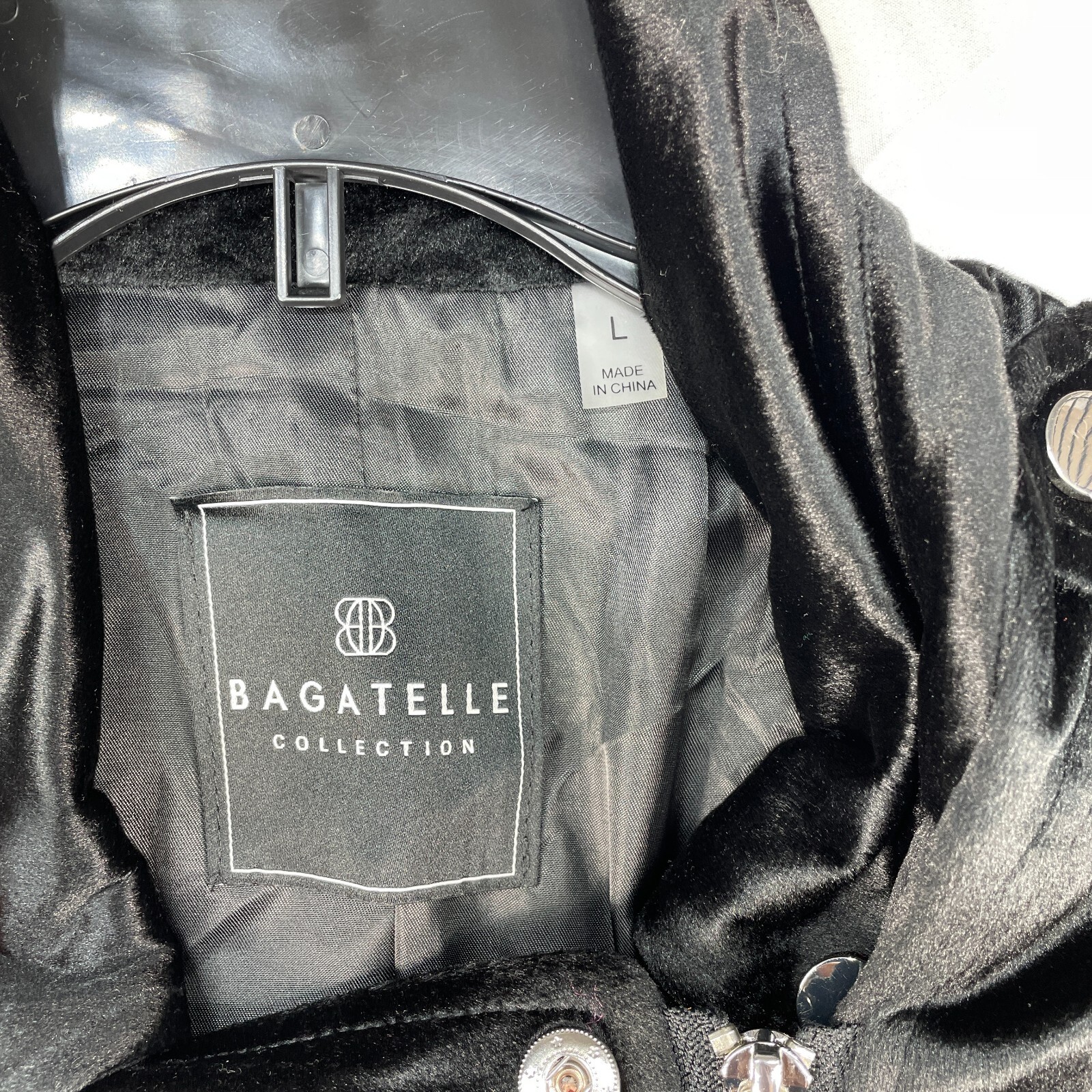 Bagatelle Faux Suede Biker Jacket Womens size Large Black Zipper Accents New