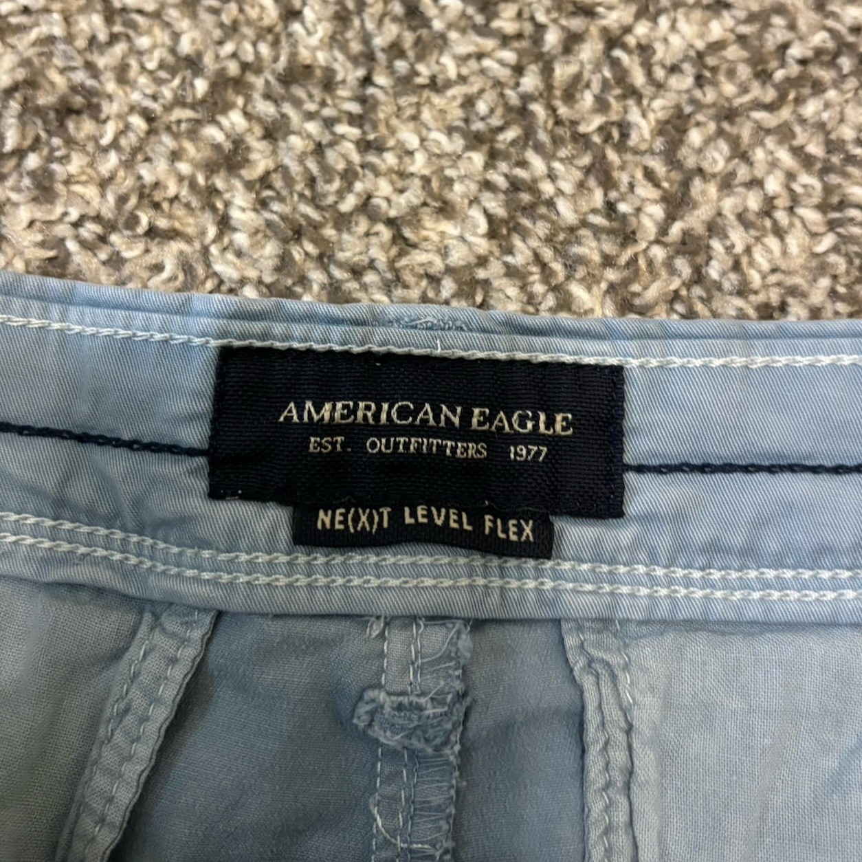 American Eagle Next Level Flex Mens Slim Classic Chino Shorts Light Blue Size 30