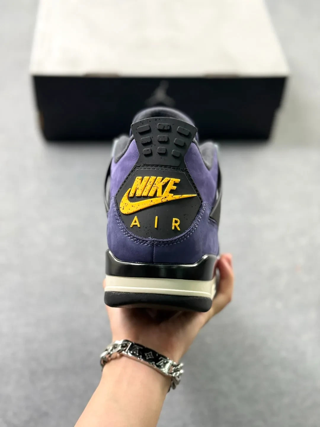 Verified✅Nike Air Jordan 4 Retro Lakers PurpleBlack Suede FV5029-500 Men Size 13