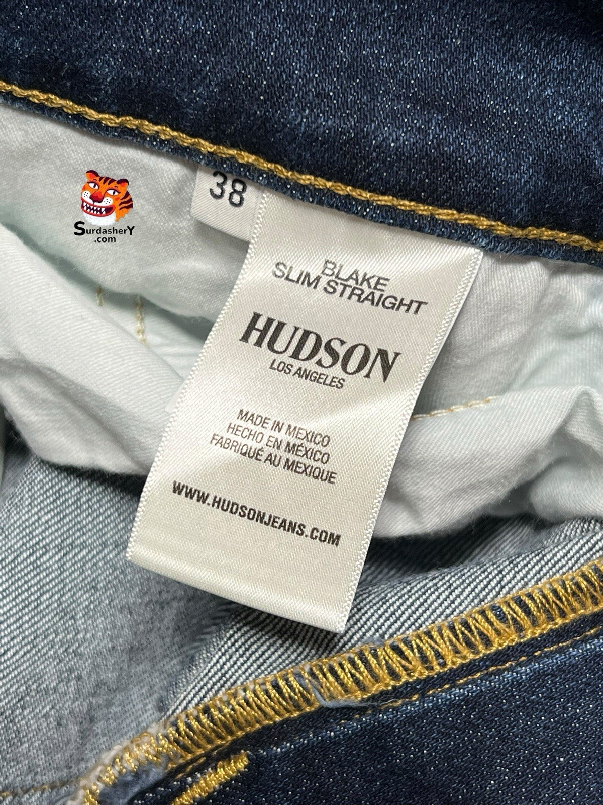 Hudson Blake Slim Straight Jeans Dark Wash Men’s Size 38×34