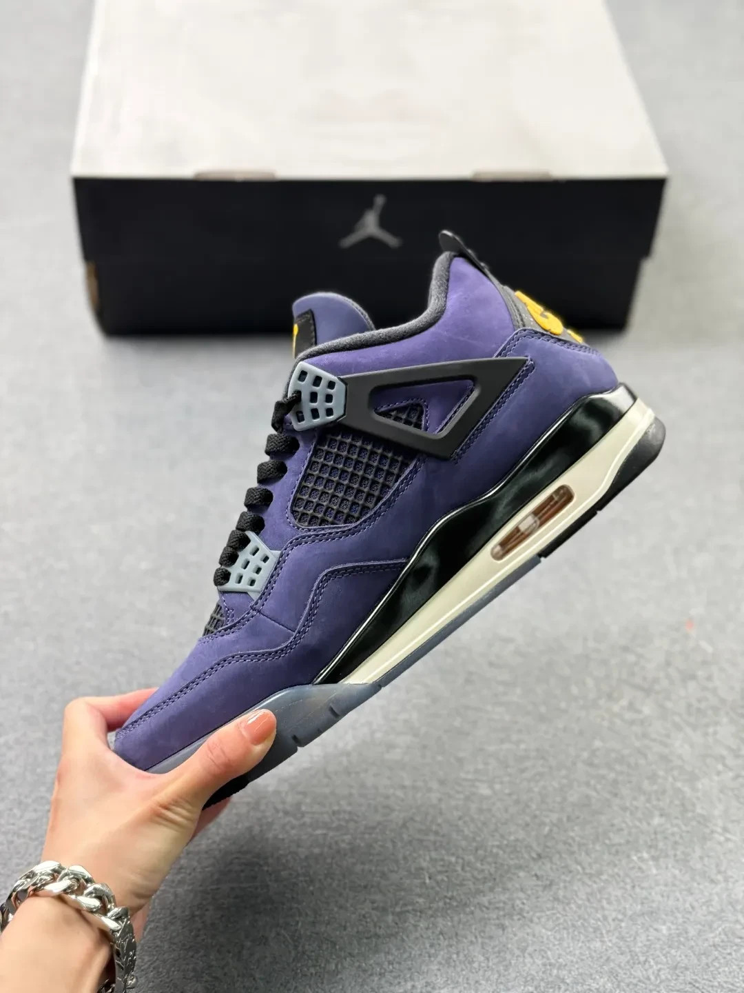 Verified✅Nike Air Jordan 4 Retro Lakers PurpleBlack Suede FV5029-500 Men Size 13