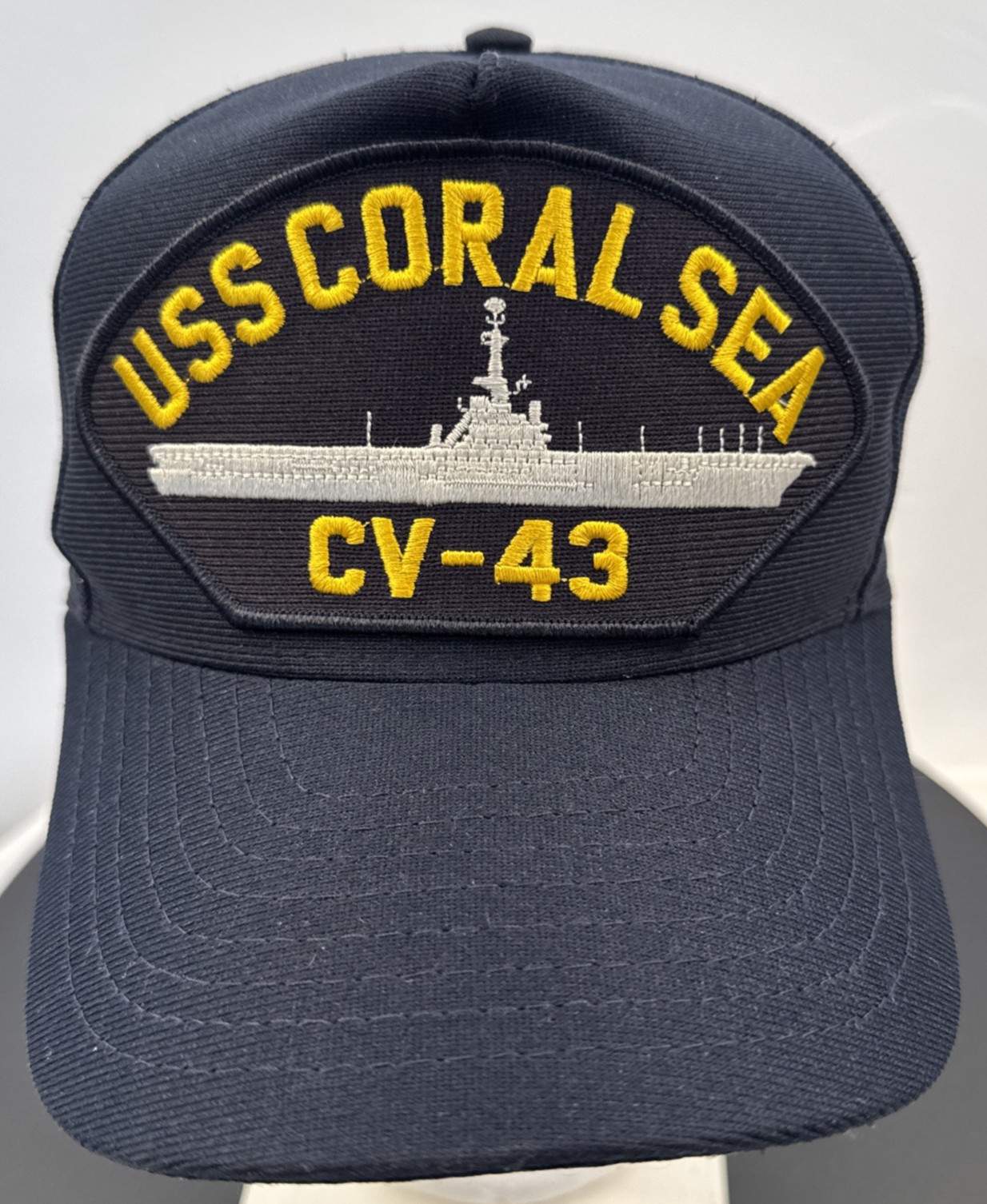 Vintage USS Coral Sea CV-43 Medium Large Snapback Trucker Cap Made in USA US Cap