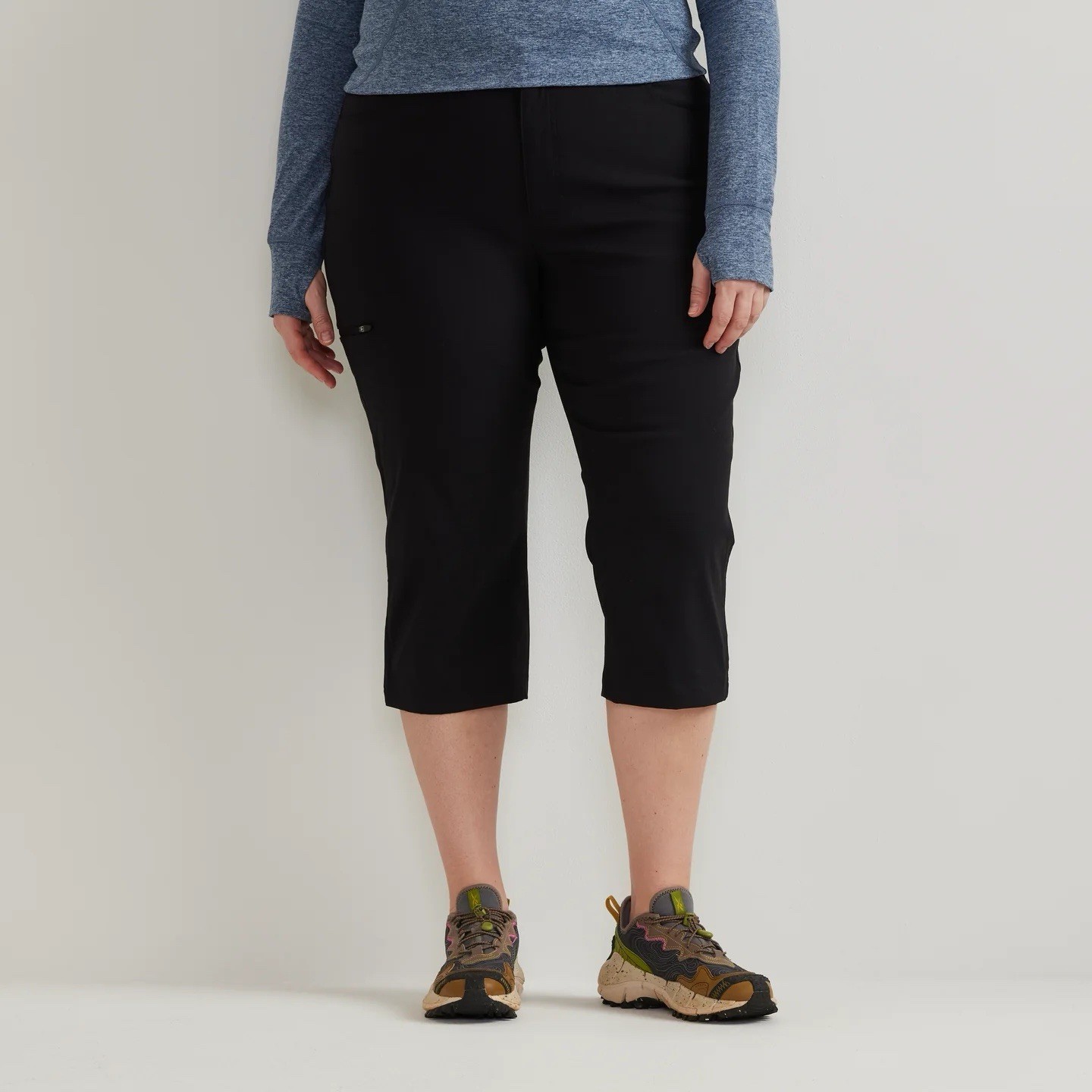Eddie Bauer Women’s Tall Rainier Capris Black Size 18 Hiking UPF 50+ Wicking NWT