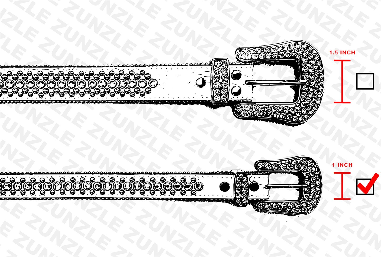BB Simon Skinny Kish Belt Clear Ice Crystal Black Silver 30 32 34 36 38 40 42