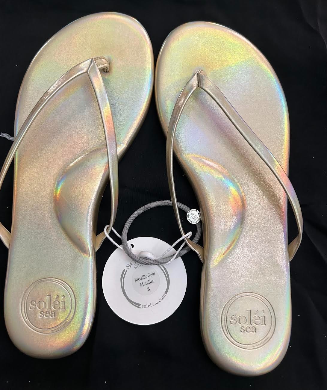 New Solei Sea Sandals 100% Vegan Leather Recycled Outsole Size 6 Metallic Gold