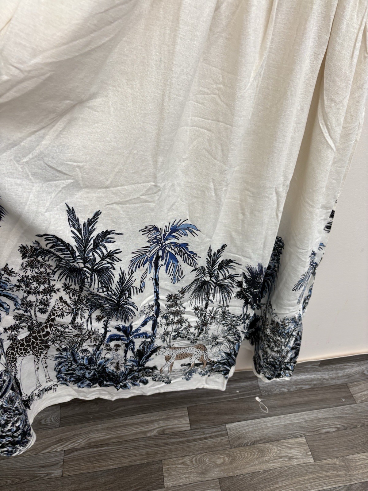 Calypso St Barth Ivory Linen Blend Boho Maxi Dress L Animal Print Resort Coastal