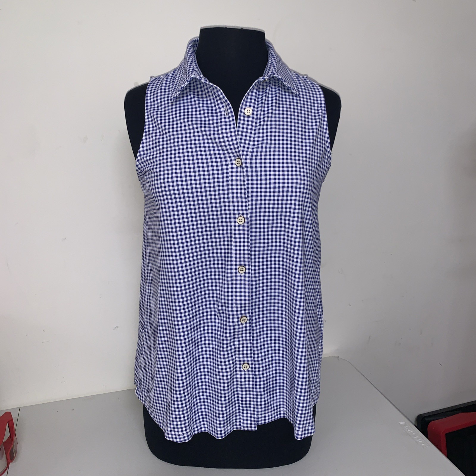 J.MCLAUGHLIN Small Gingham Catalina Cloth Button Blue/White Preppy Coastal Golf