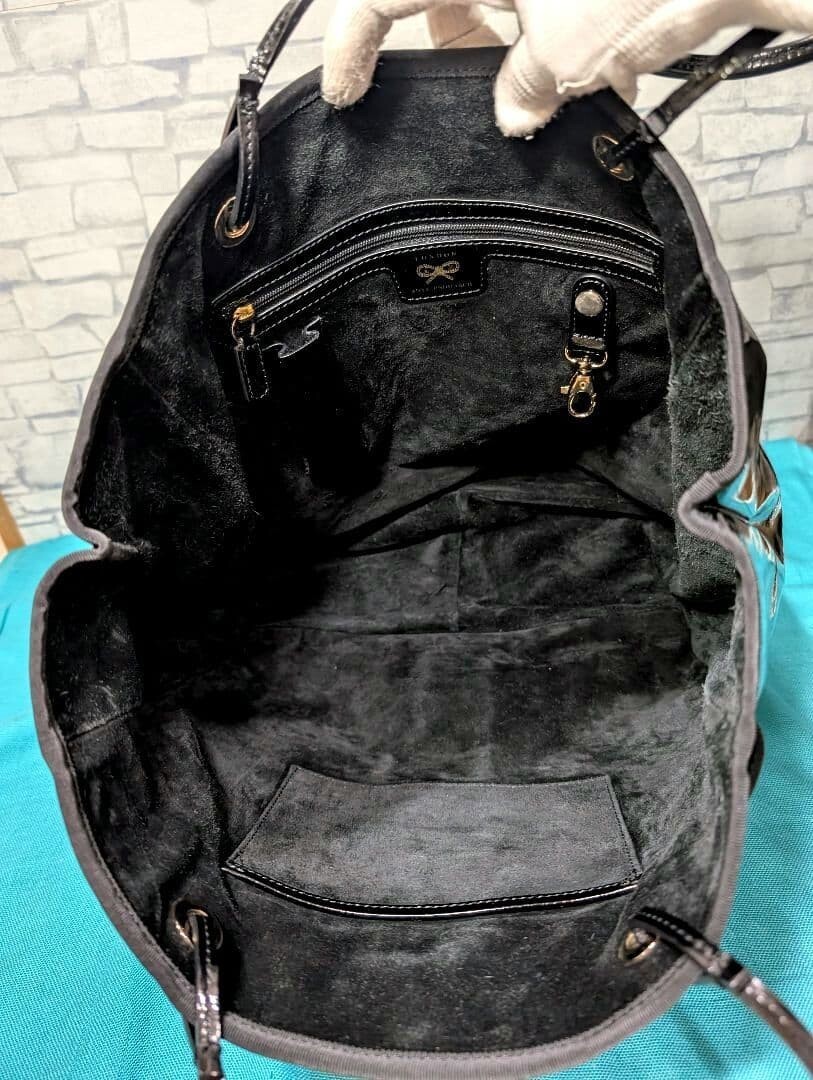 Anya Hindmarch Black Patent Leather Tote Bag Shoulder Work A4 Large 12.6in