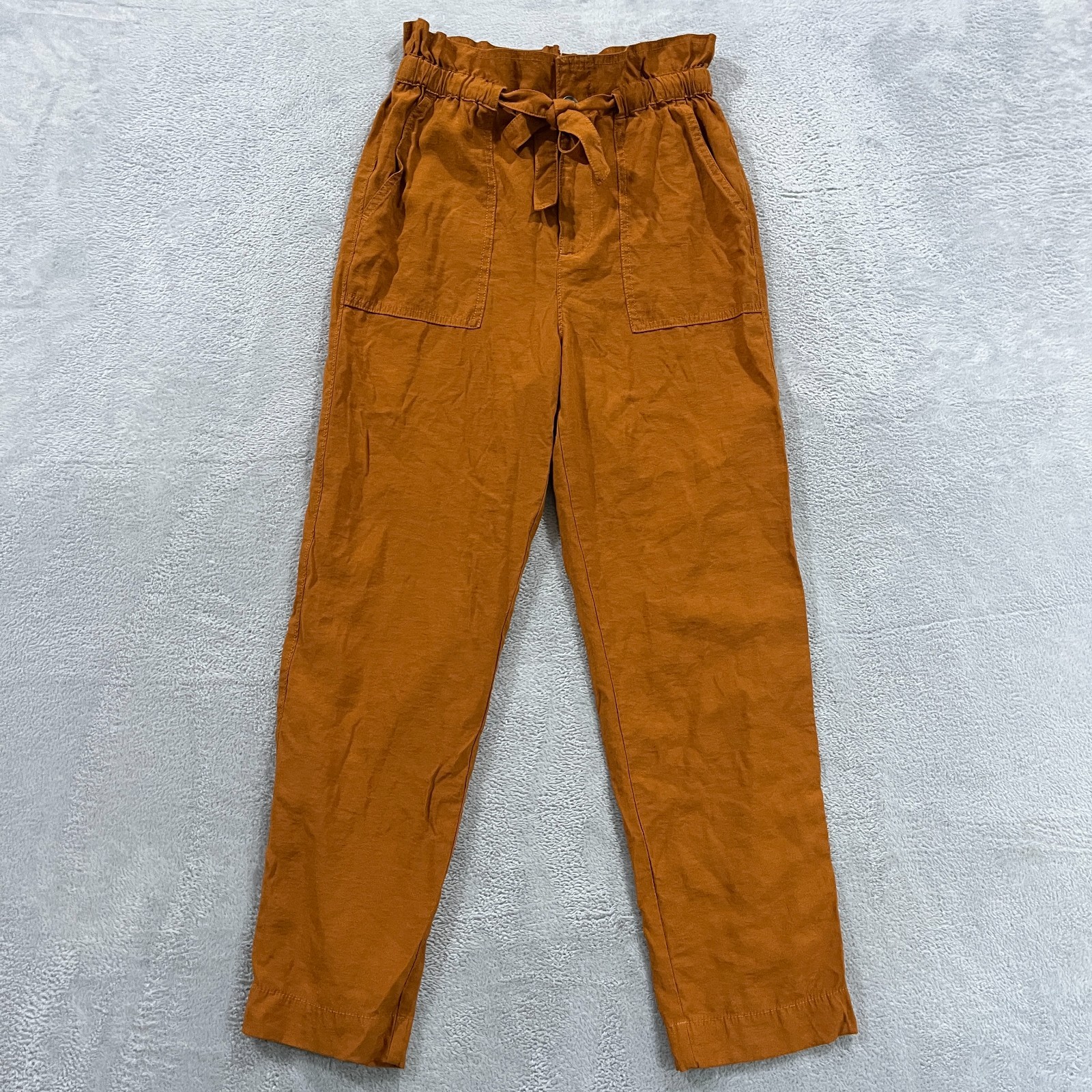 Madewell Pants S Dunaway Paperbag Ankle Tie Waist Belted High Rise Burnt Orange