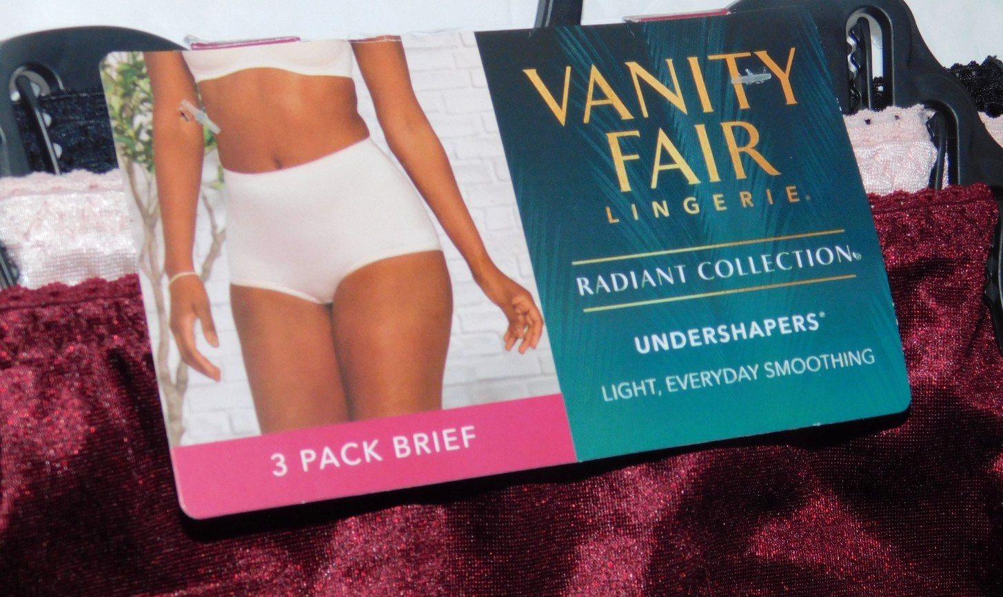 Womens Small 5 Brief Undershapers Panties 3 Pack Maroon Black Tan Vanity Fair