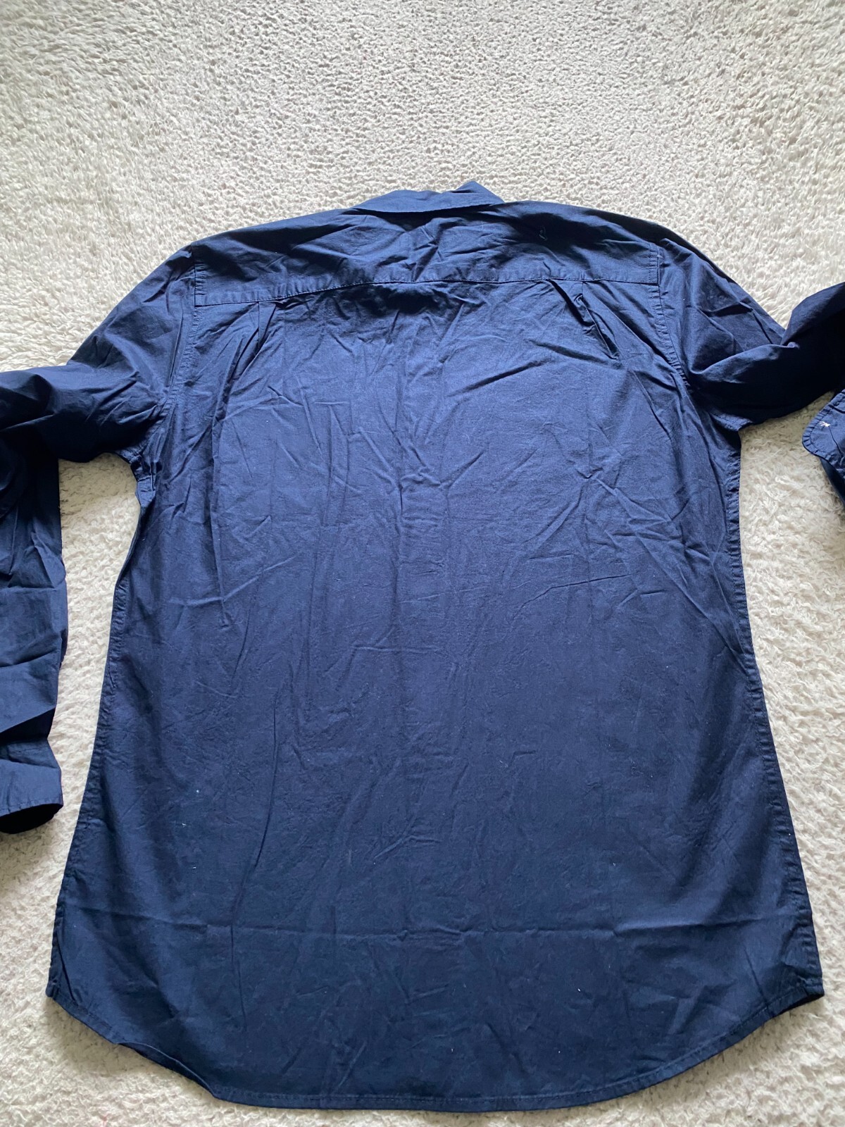 Gap Men Slim Fit Stretch Poplin Long Sleeve Button-Down Shirt Navy Size M