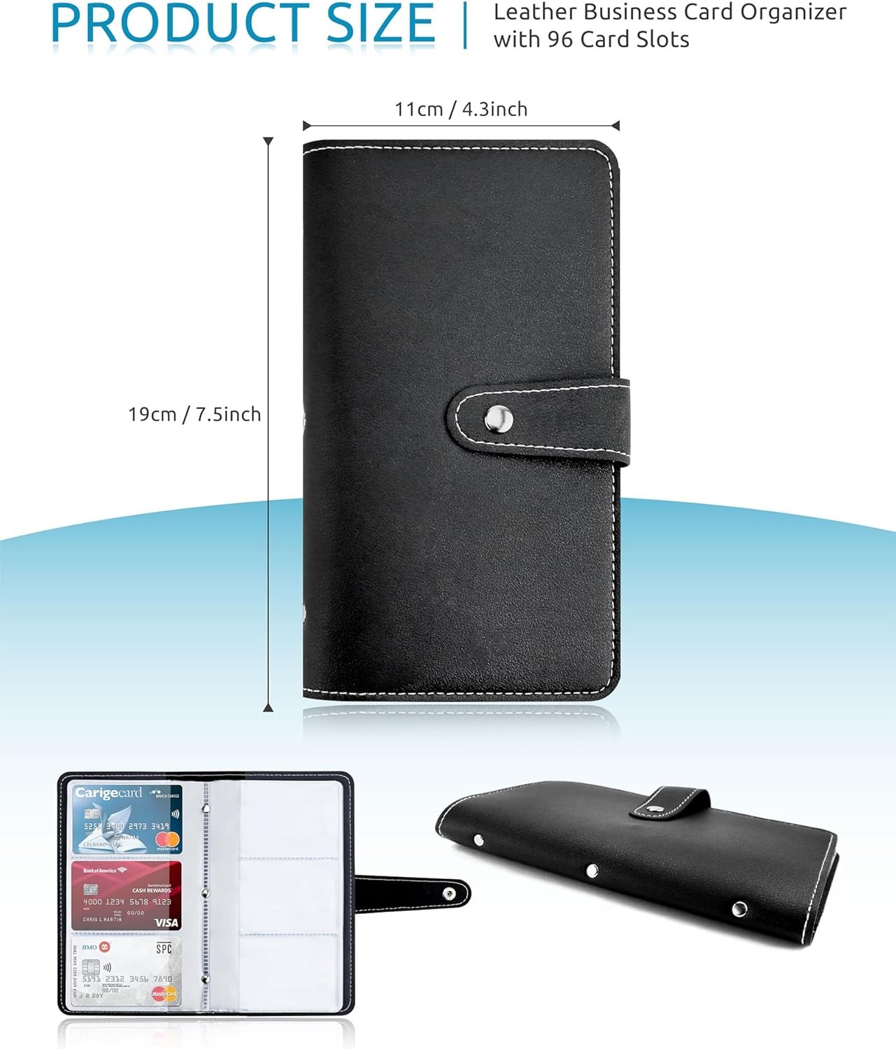 Credit Card Holder, Leather Business Card Organizer with 96 Card Slots, Professi