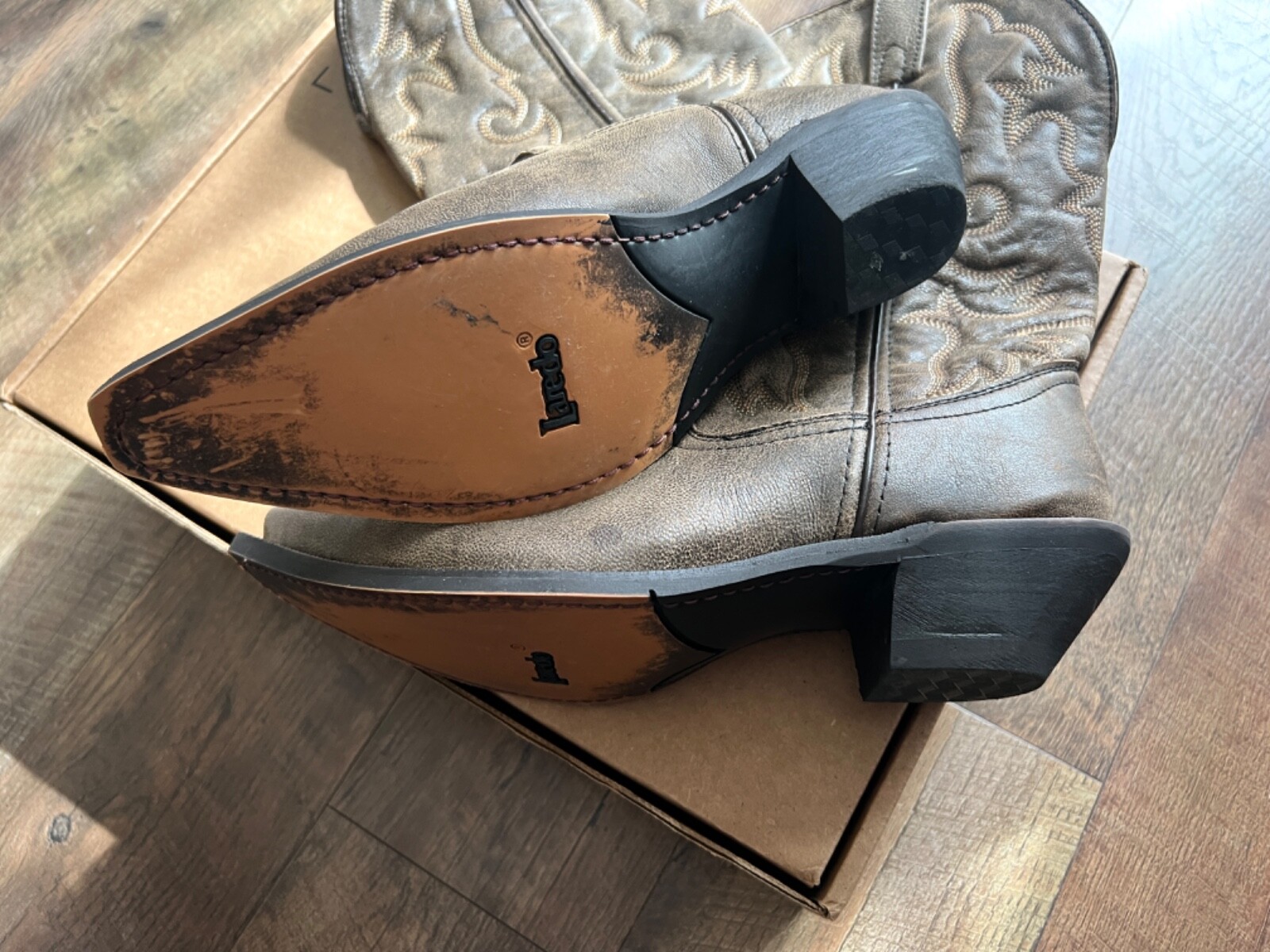 Laredo Womens Access Goat Snip Toe Dress Boots Mid Calf Low Heel 1-2″ Size 10