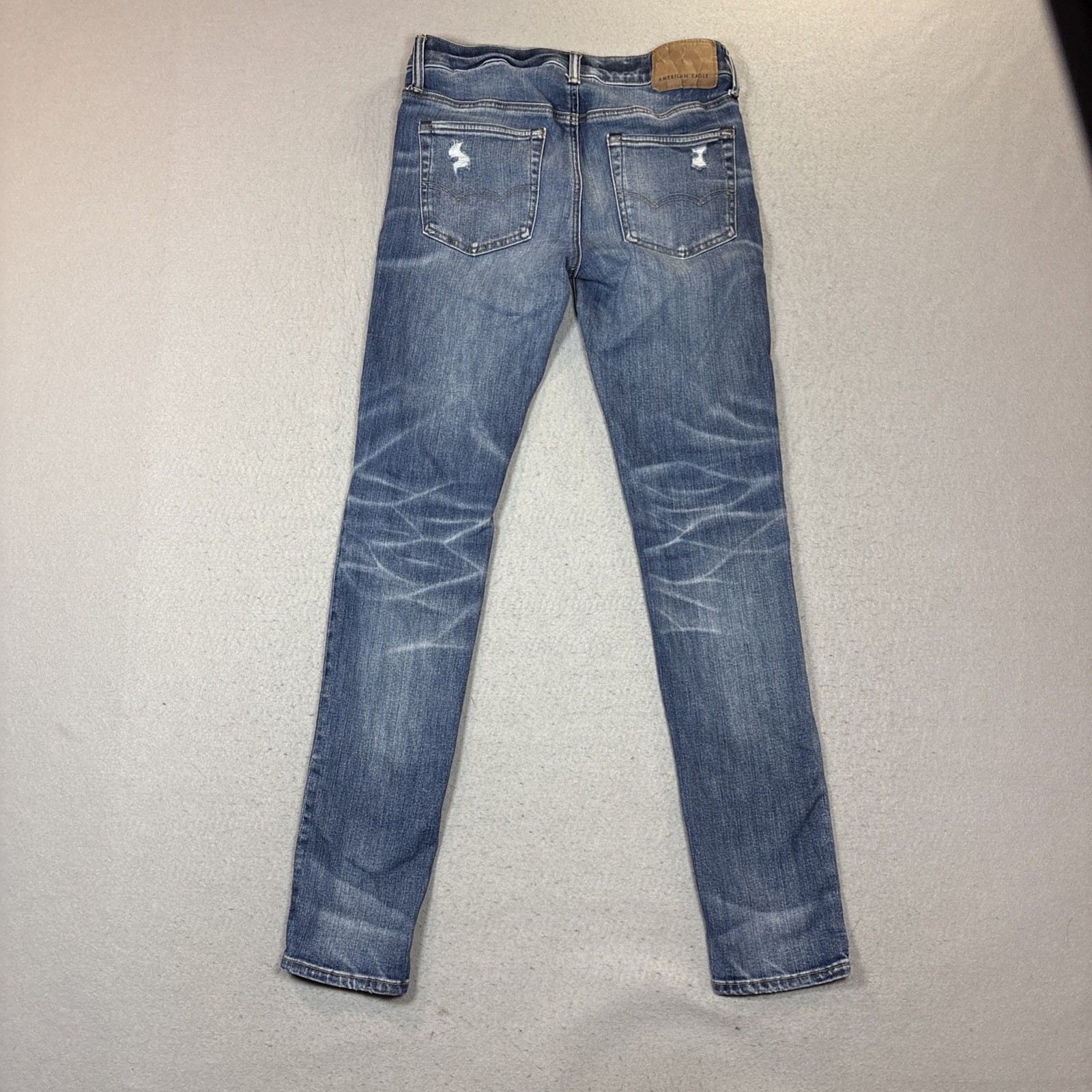 American Eagle Next Level Flex Men 30X34 Skinny Blue Medium Wash Distressed Jean