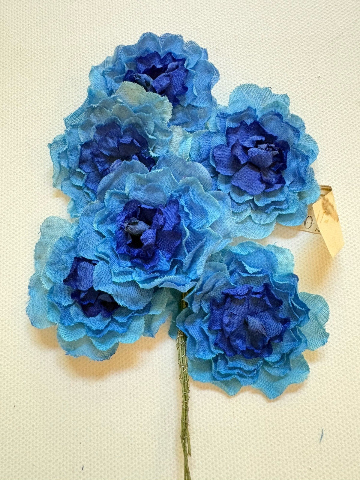 Lovely Old Stock PARIS Millinery Blue Floral Spray ~ Original Paper Label