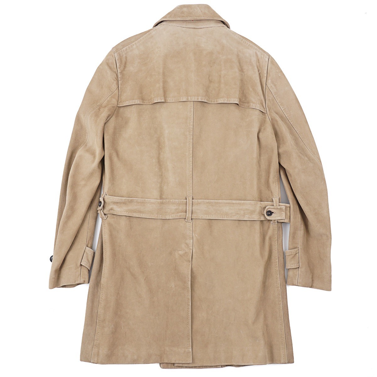 Isaia Napoli Soft Nappa Lambskin Suede Leather Coat with Belt S/M (Eu 48) NWT