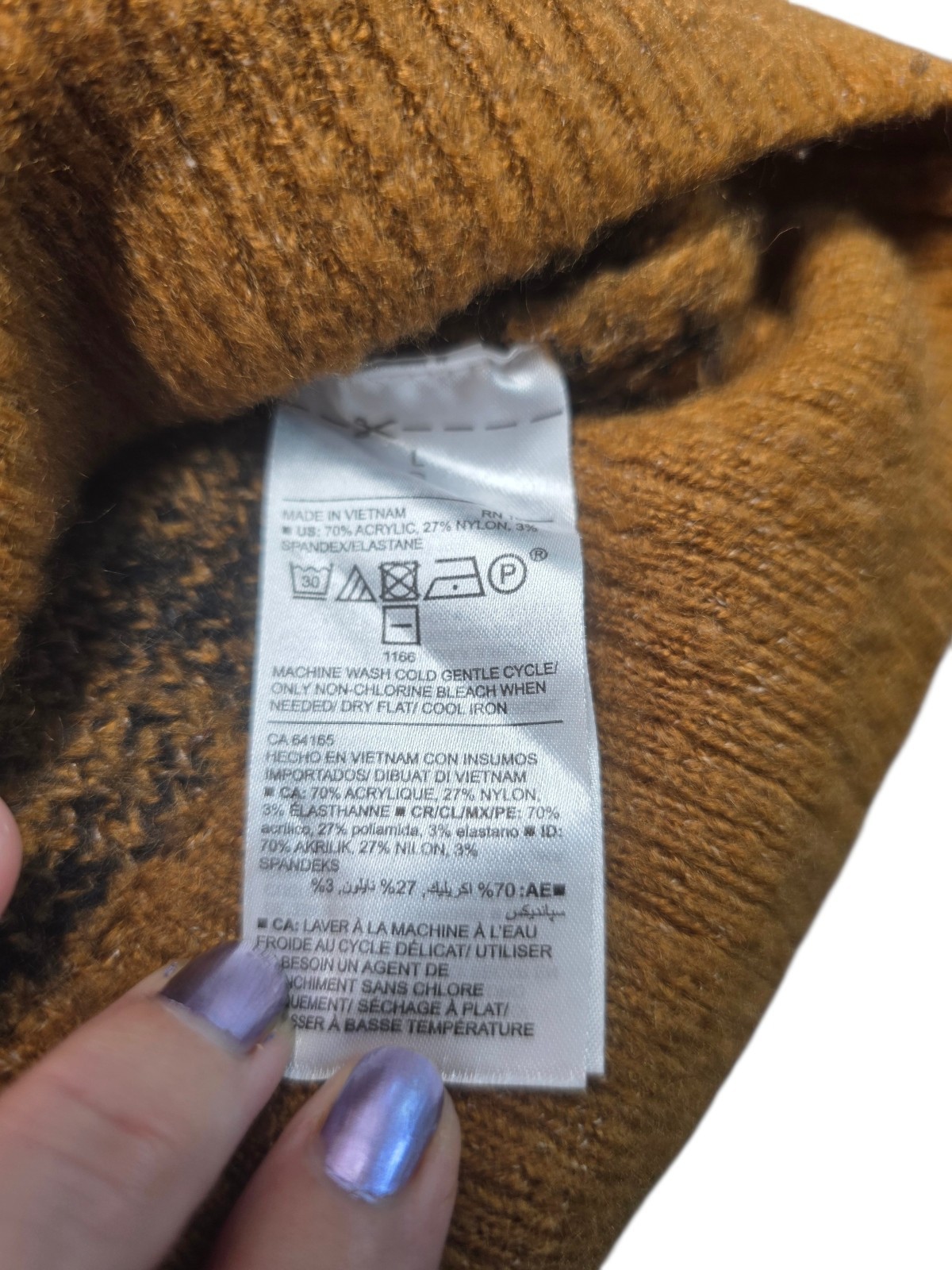 Old Navy Fuzzy Leopard Animal Print Sweater Sz Large Camel Brown Black Cozy Fall