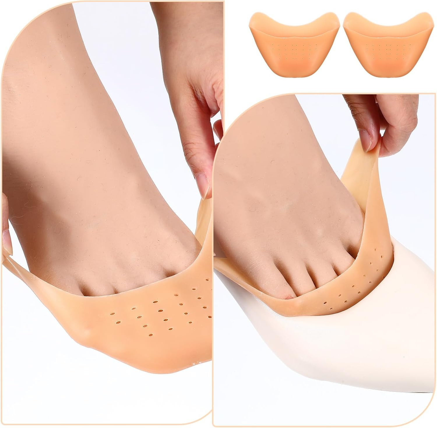 Toe Pads for Pointe Shoes, Silicone Ballet Dance Toe Pads with Breathable Hole S