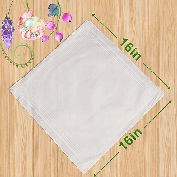 Men’S Handkerchiefs 100% Soft Cotton White Hankie Hankerchieves