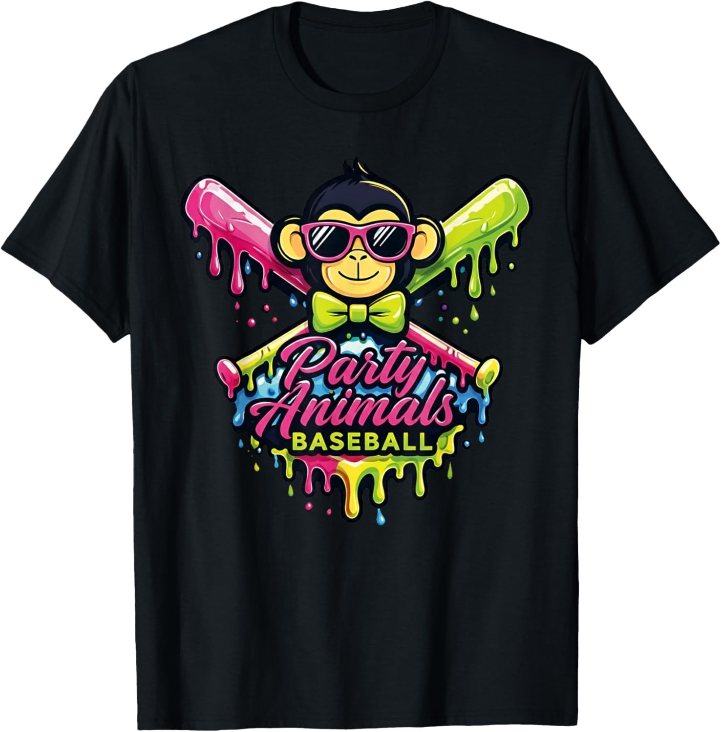 Party Animals Baseball Funny Monkey T-Shirt