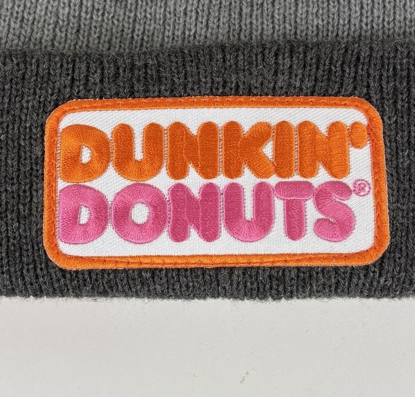 Dunkin’ Donuts Logo Beanie Pom-Pom Winter Hat Cap Gray One Size 100% Acrylic
