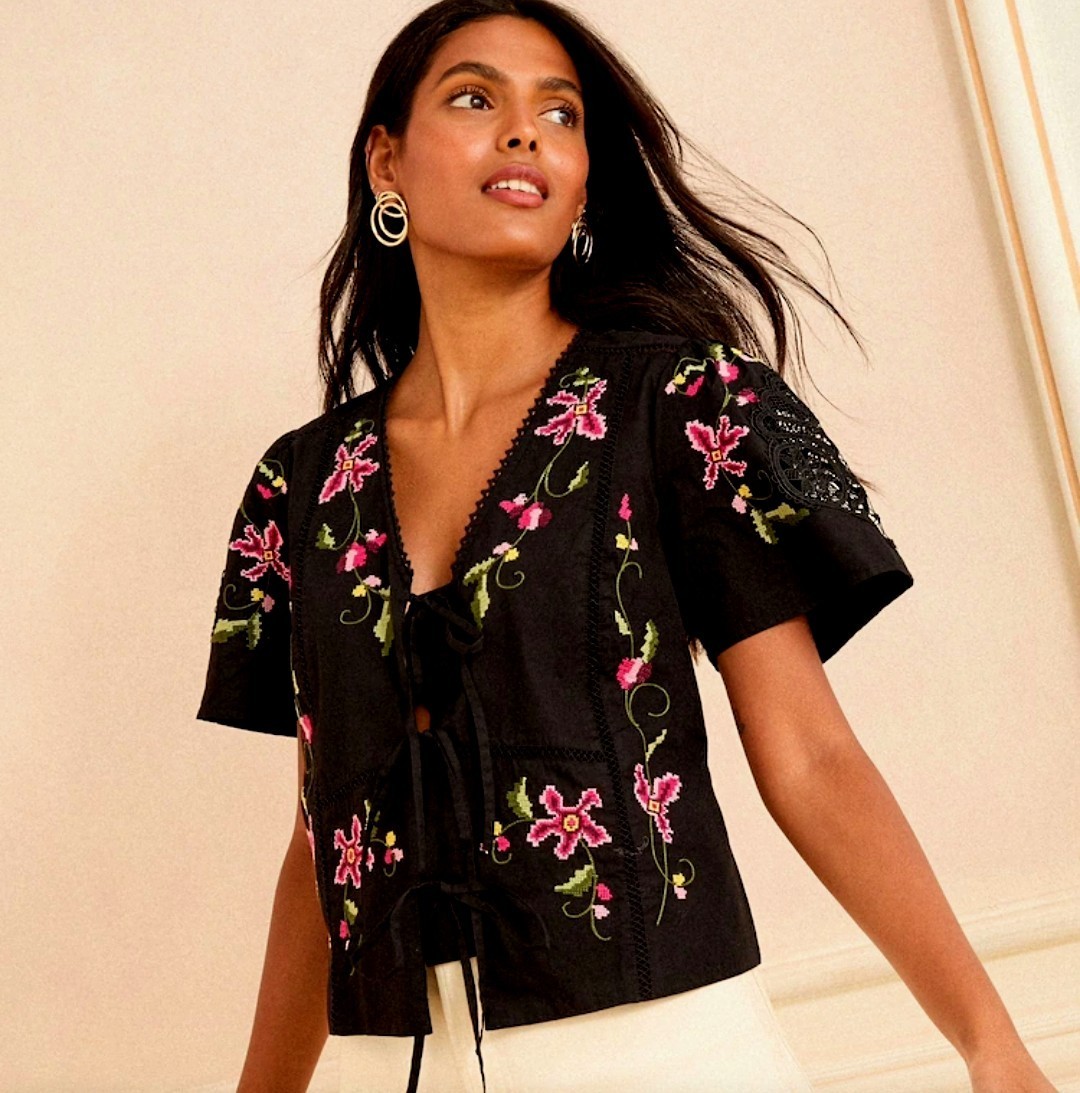 Next Love & Roses Black Lace Insert Top Size 14 New Without Tags