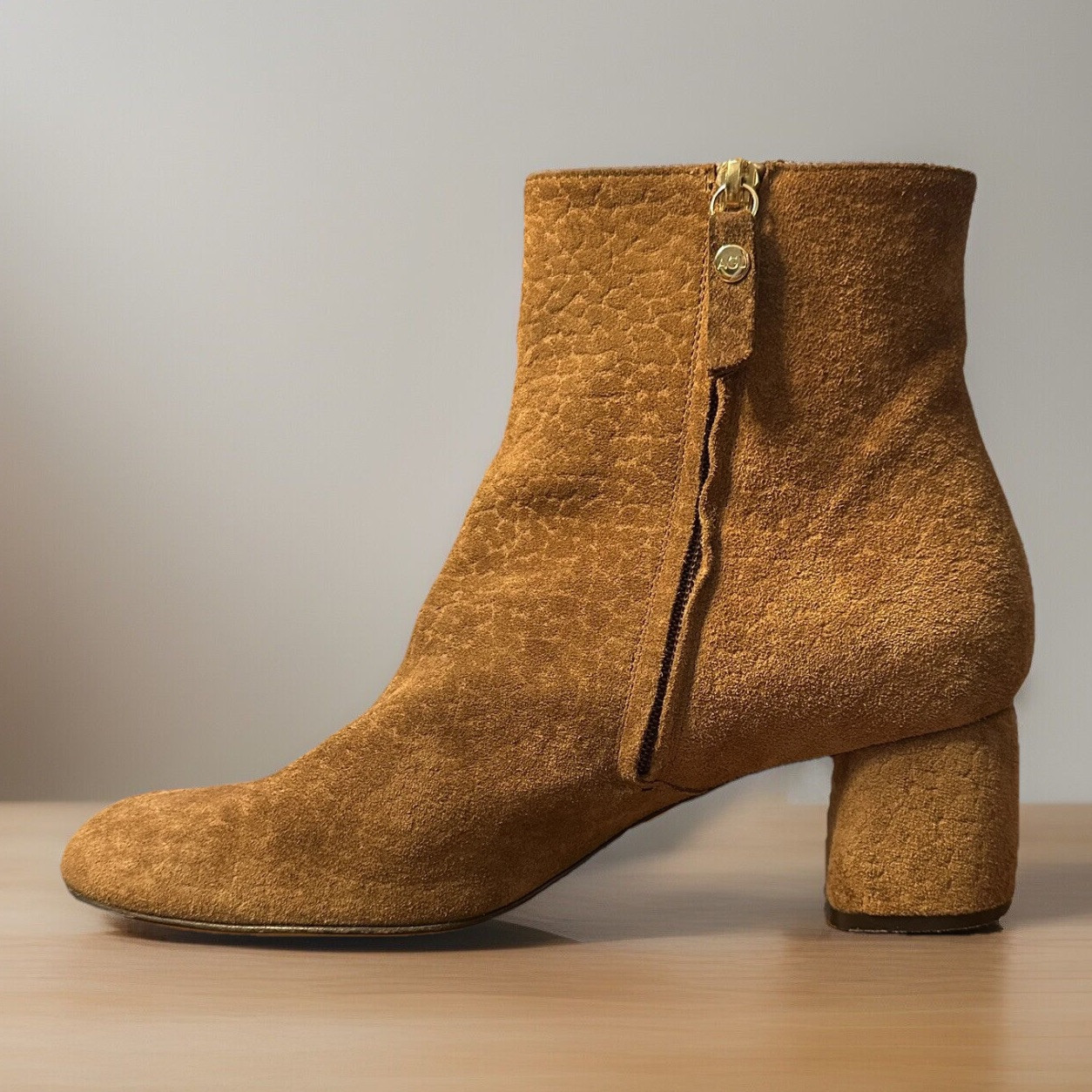 AGL Attilio Giusti Leombruni Womens Ankle Bootie 10/41 Brown Suede Block Heel