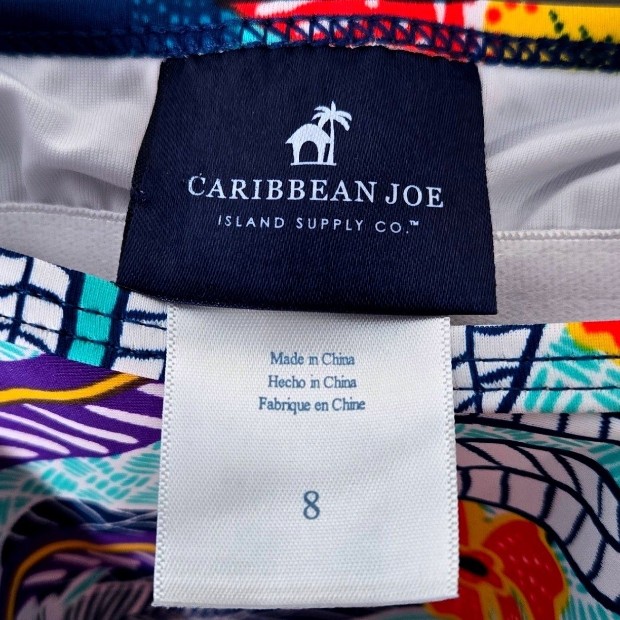 Caribbean Joe Womens Tropical Floral Tankini Swimsuit Top Multicolored Size 8