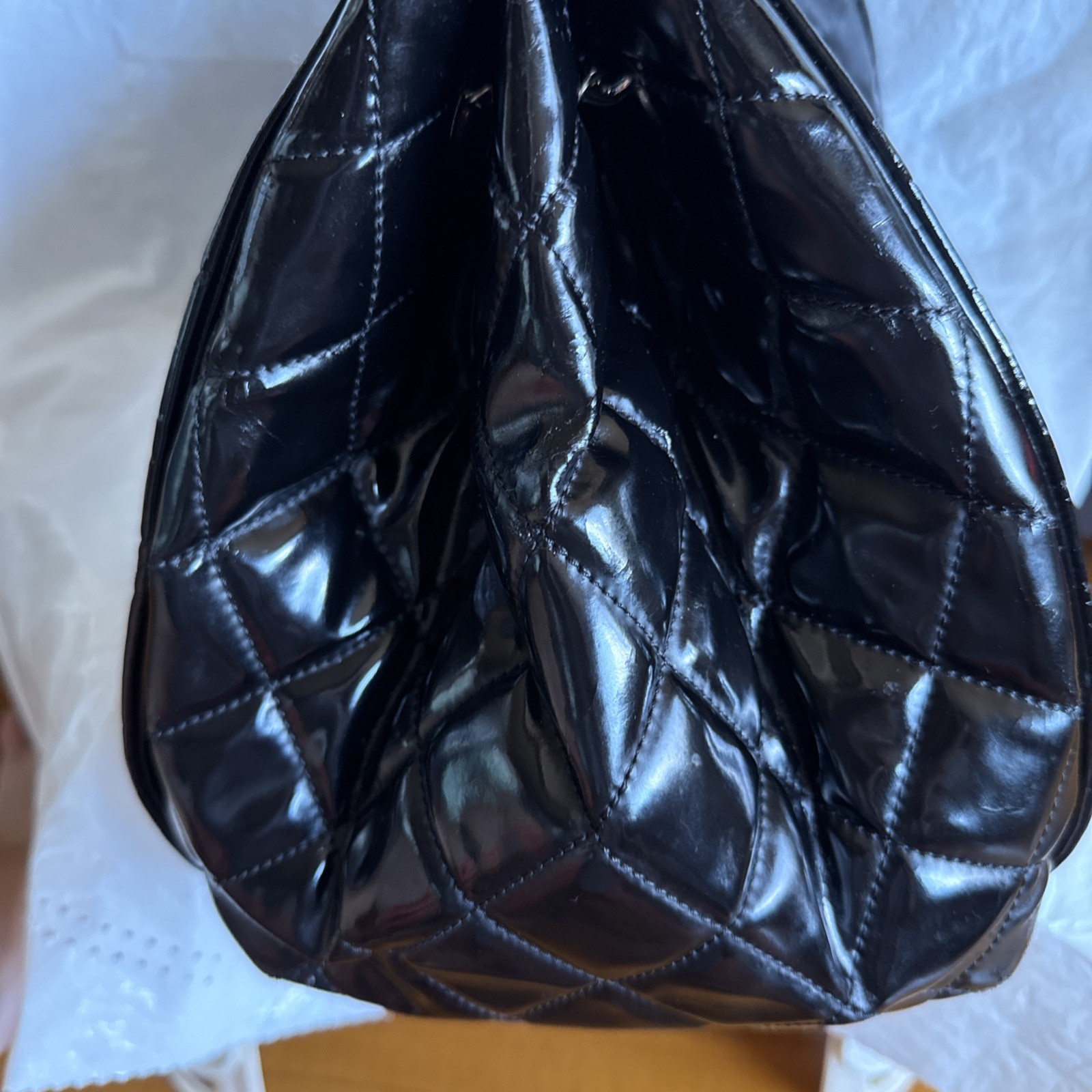 Authentic Chanel Coco Cabas Black Patent leather tote Bag