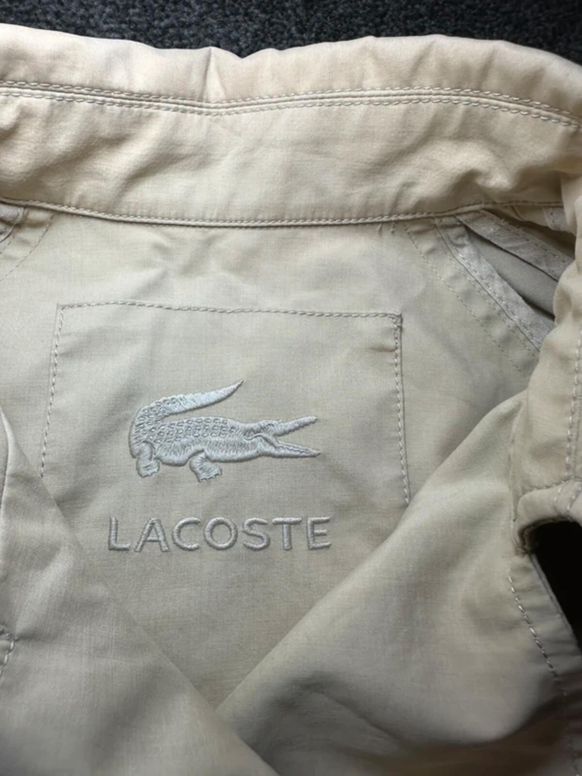 Lacoste Cropped Beige Trench Jacket Cotton Mac