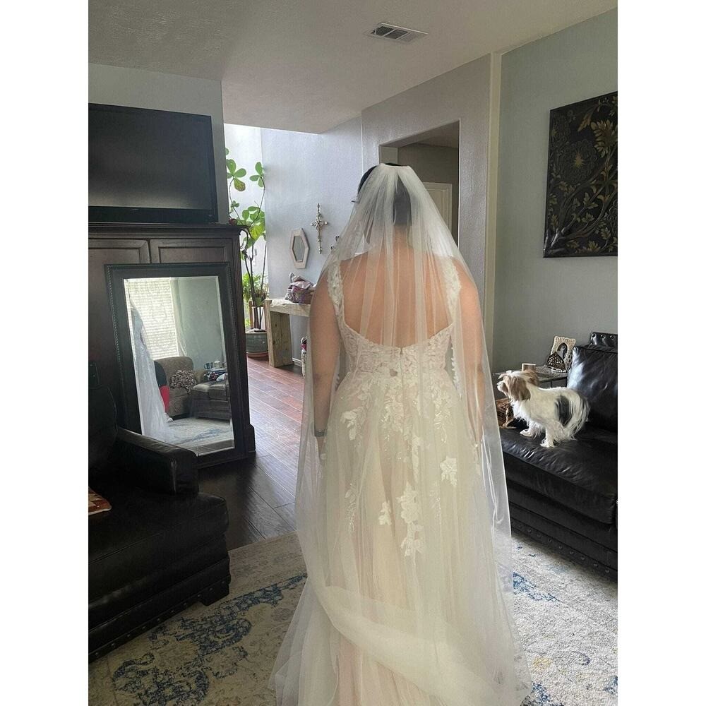 New Long Ivy Leaf Trim Bridal Veil Wedding Lace Floral Ivory White 78 inches