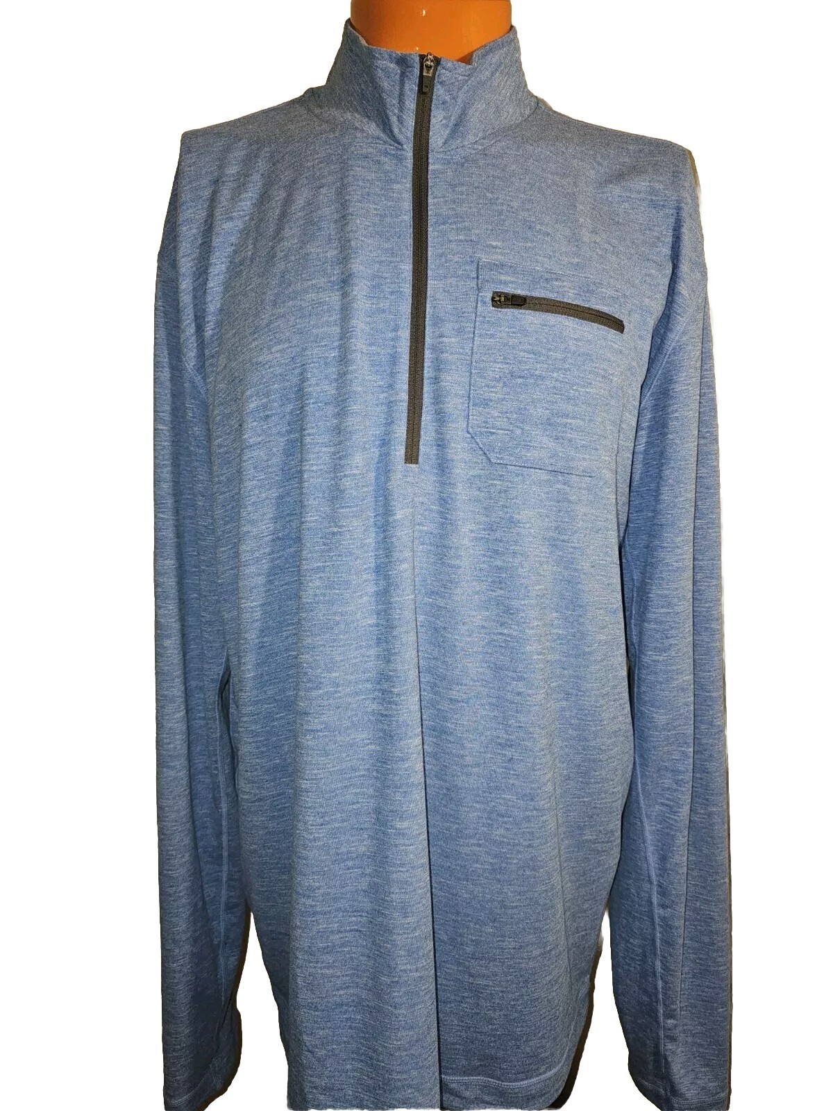 C1 prAna Mens Breathe 1/4 Zip Pullover XXL Poly Spandex Blend Heather Blue EUC