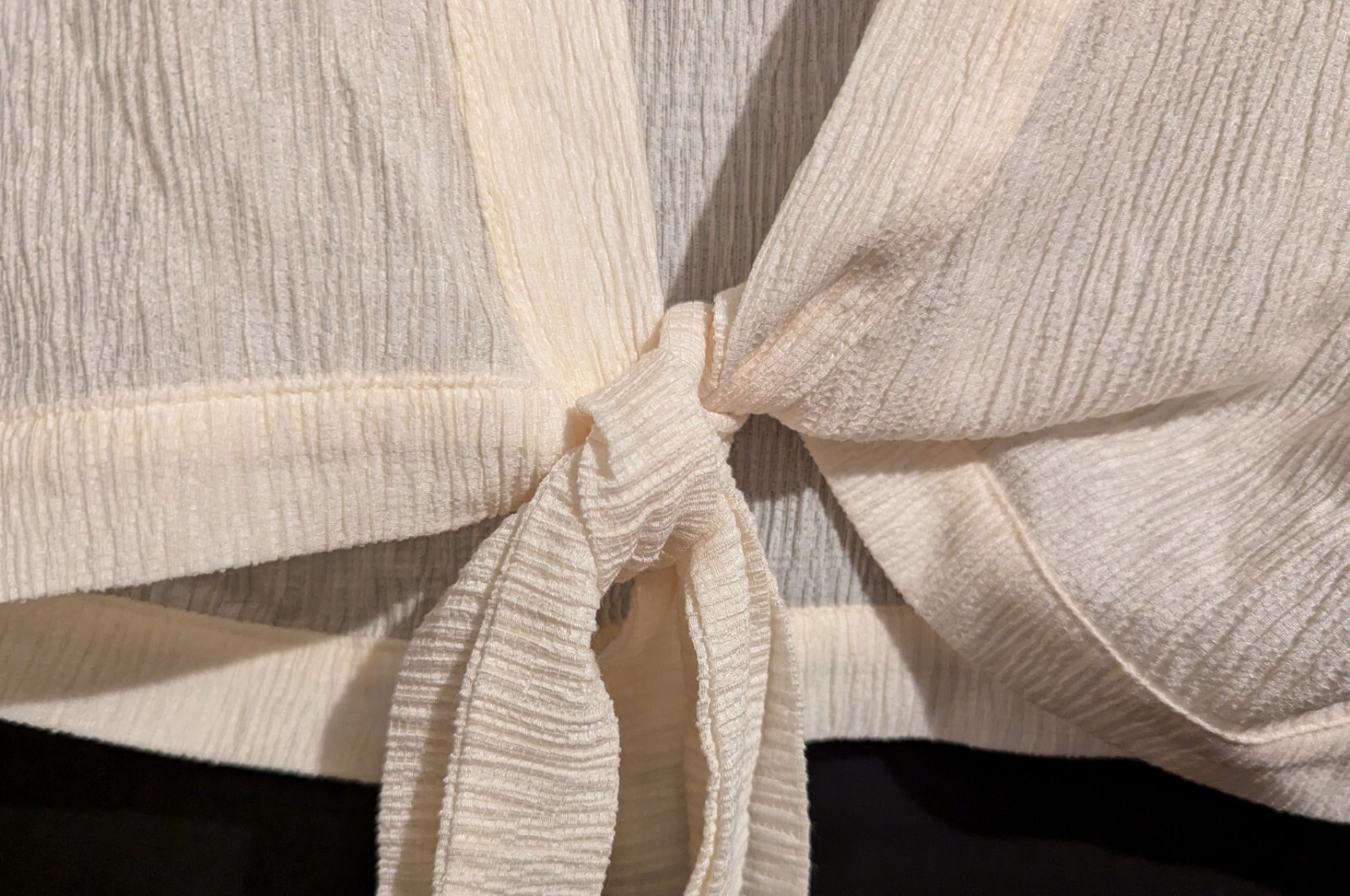 Meshki Women’s Rosa Crinkle Satin Crop Top Ivory Size XL – NWT