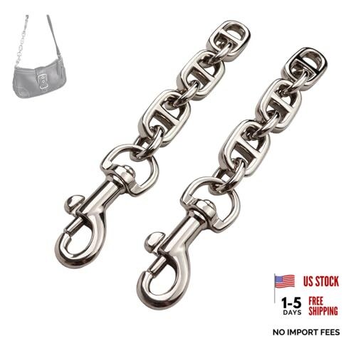 Purse Strap Extender 2Pcs 4.7 Inch Bag Extender Chain for 2 Pieces Silver