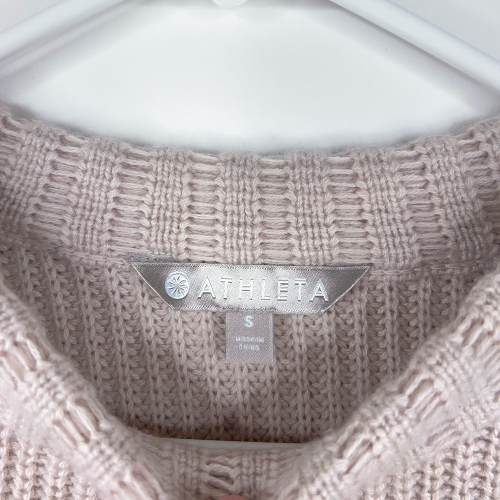 Athleta Wool Cashmere Cream Knit Sweater Crew Neck Neutral Cozy Cropped Small