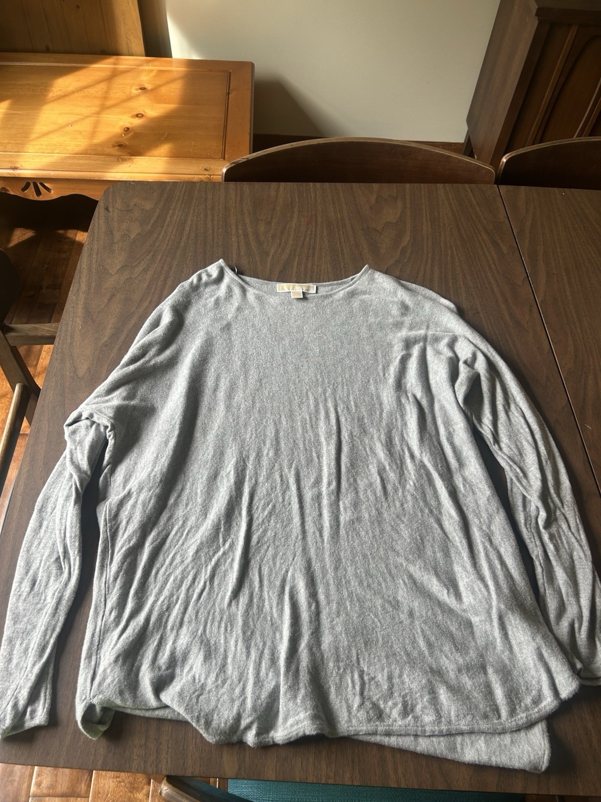 Michael Kors Gray Cashmere Knit Crew Neck Long Sleeve Logo Sweater, Women’s L
