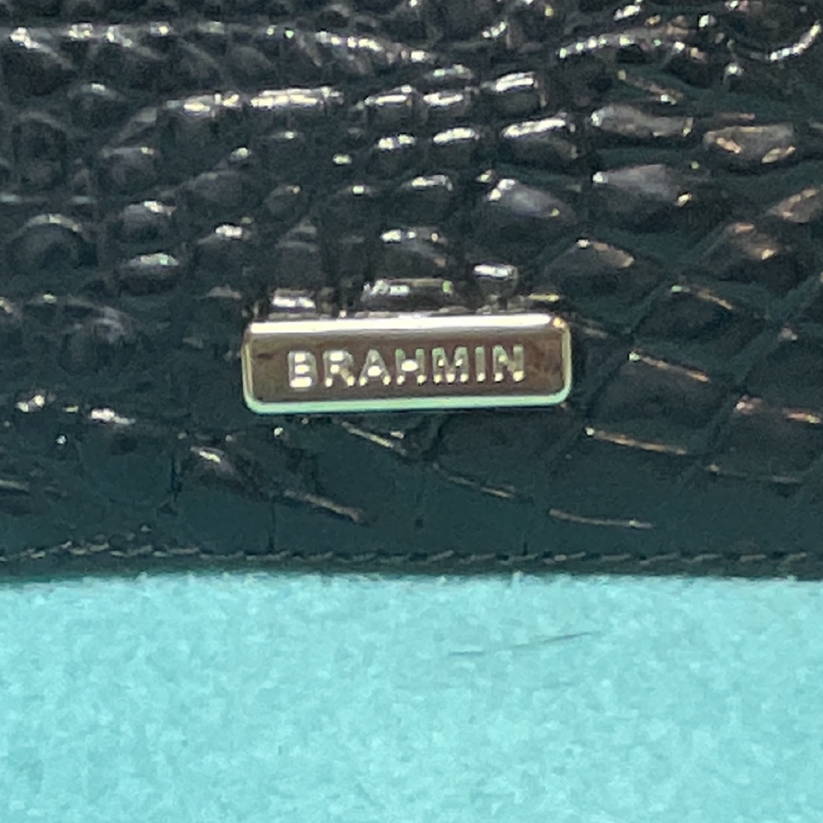 Brahmin Women’s Black Crocodile Pattern Zip Wallet w/ Logo Credit Card