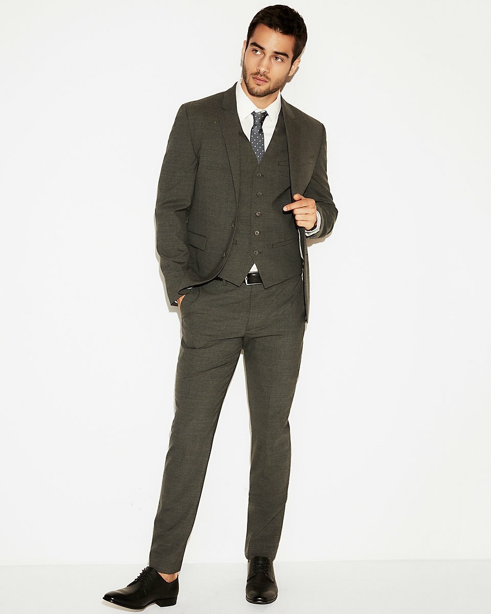 NWT Express suit slim fit Photographer grey check 42″ chest mod ska